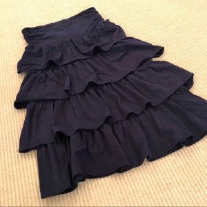 J Crew Strapless Tiered Ruffle Dress in Navy